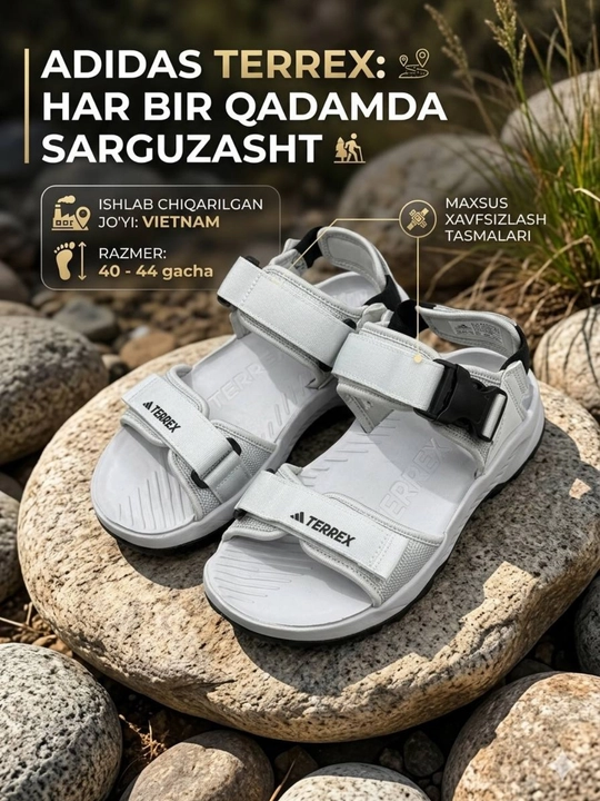 Adidas Terrex erkaklar basanoshkasi, yozgi sport sandal, Made in Vietnam, 40-44 - 