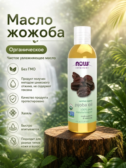 NOW Foods, Solutions, сертифицированное органическое (на выбор) масло жожоба - 