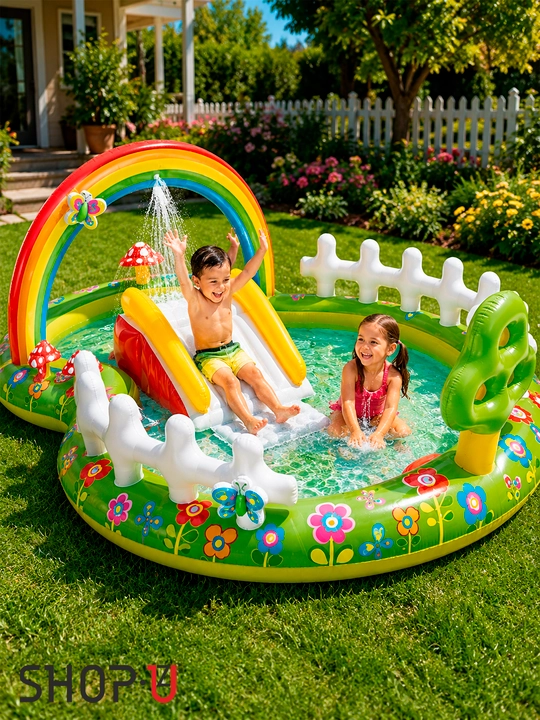 INTEX надувной водный игровой центр для детей, бассейн с игровыми элементами и горкой