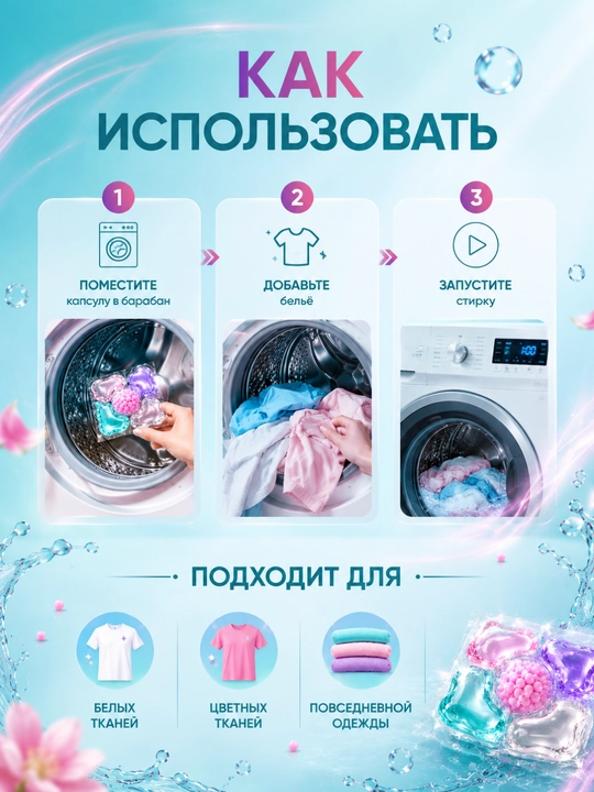 5 ta 1 da kir yuvish kapsulasi, chuqur tozalash va doimiy xushbo‘y hid