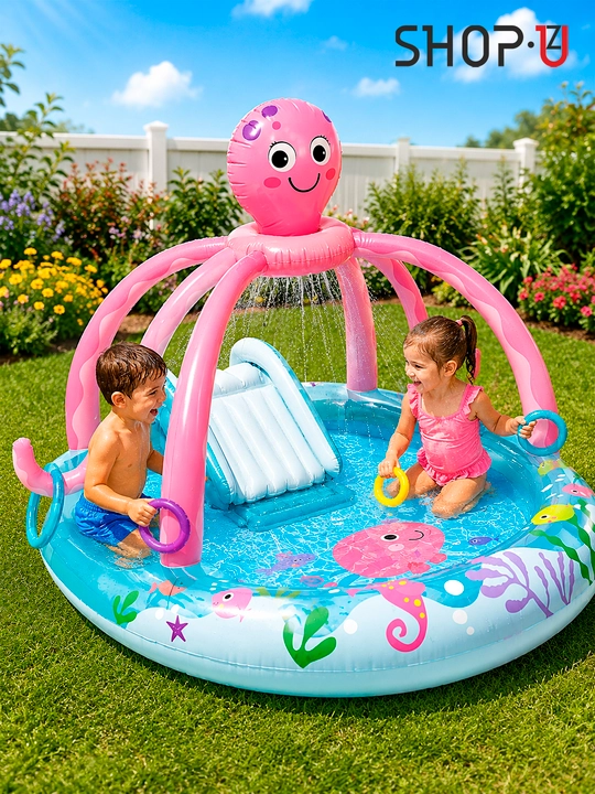 INTEX надувной водный игровой центр для детей, бассейн с игровыми элементами и горкой