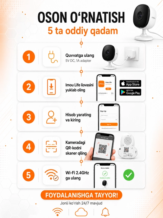 IMOU Cue 2 3MP — Uy kuzatuv kamerasi Video enaga Wi-Fi Ikki tomonlama ovoz Tungi ko'rish