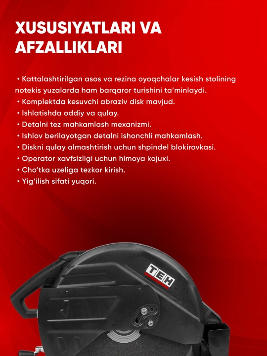 Quvur kesgich TEH TS35525, 2500 Vt, 355 mm, 4100 ayl/min