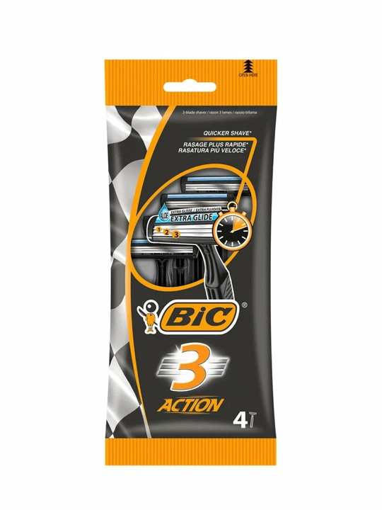 BIC 3 Action Бритвенный станок, 4 шт