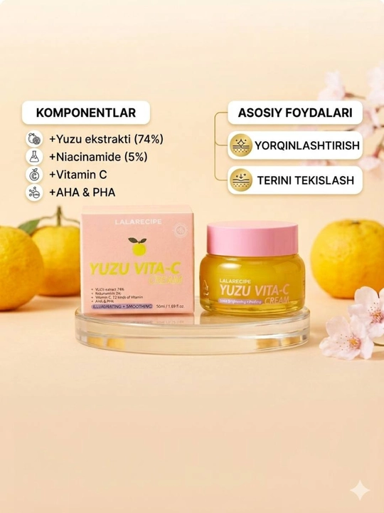 YUZU VITA C C vitaminiga ega yuz kremi terini oqartiradi va namlaydi - 