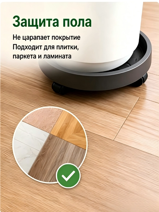 Поддон для горшков цветочных растений на колесиках, прочный полипропилен (ПП)
