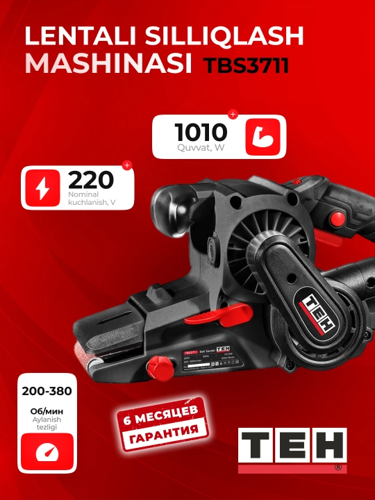 TEH TBS3711 lentali silliqlash mashinasi, professional, 1010 Vt, 76x533 mm