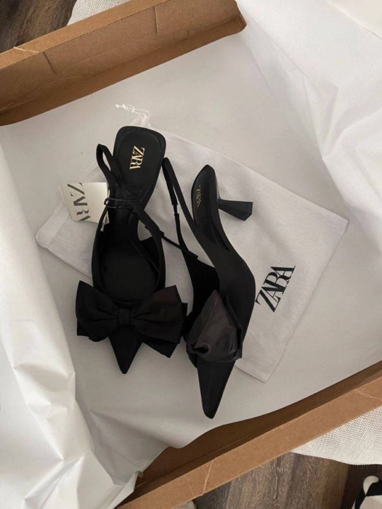 Женские босоножки ZARA на каблуке, туфли женские, босоножки с бантом, женская обувь - 