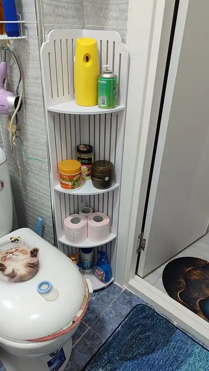 Стеллаж угловой для ванной напольный, полка, этажерка