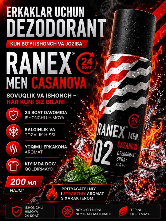 RANEX мужской антиперспирант (men) 200 мл - 