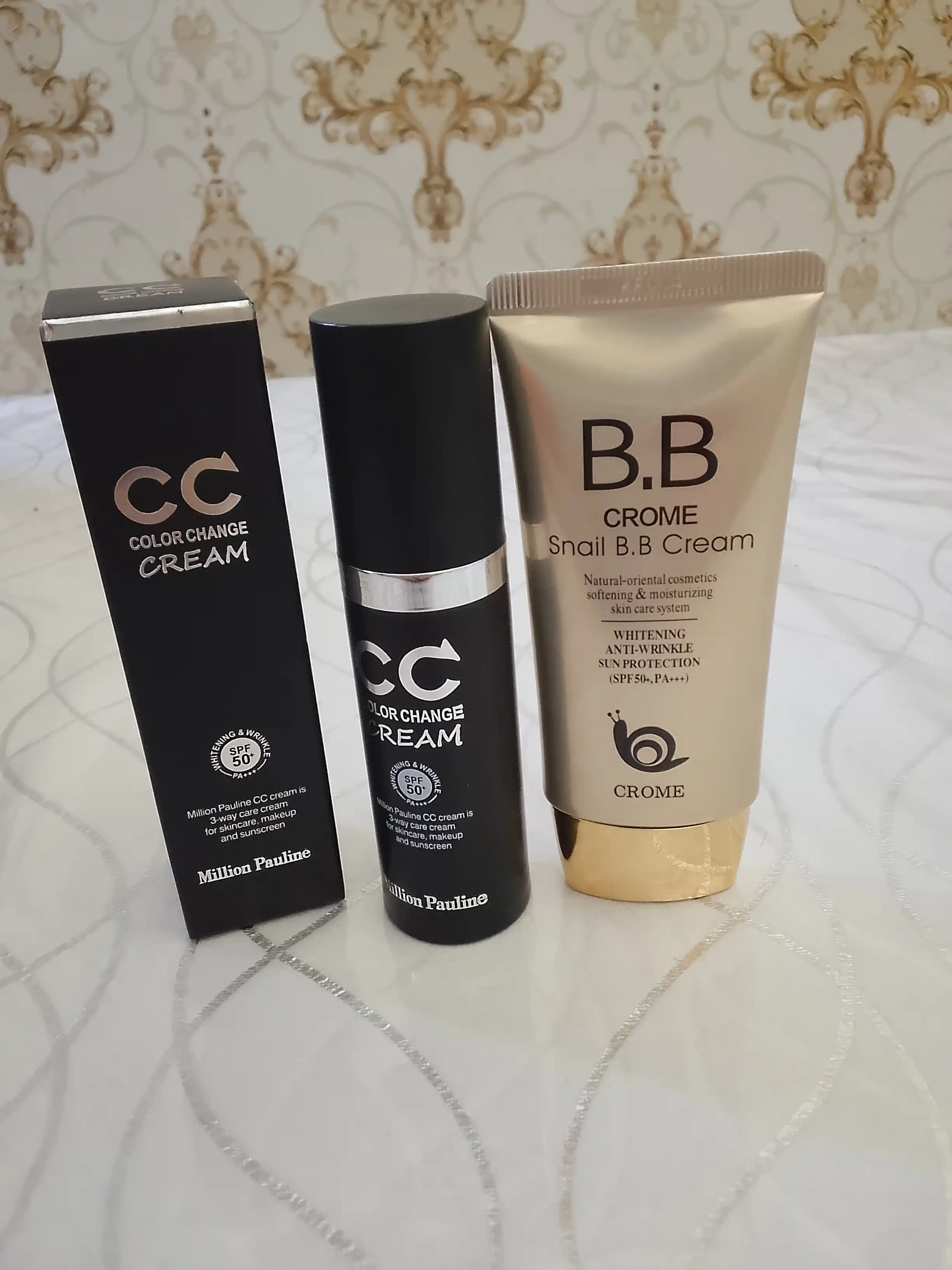 CROME SNAIL SPF50 BB-kremi, makiyaj uchun ko‘p funksiyali oqartiruvchi asos, 50 ml