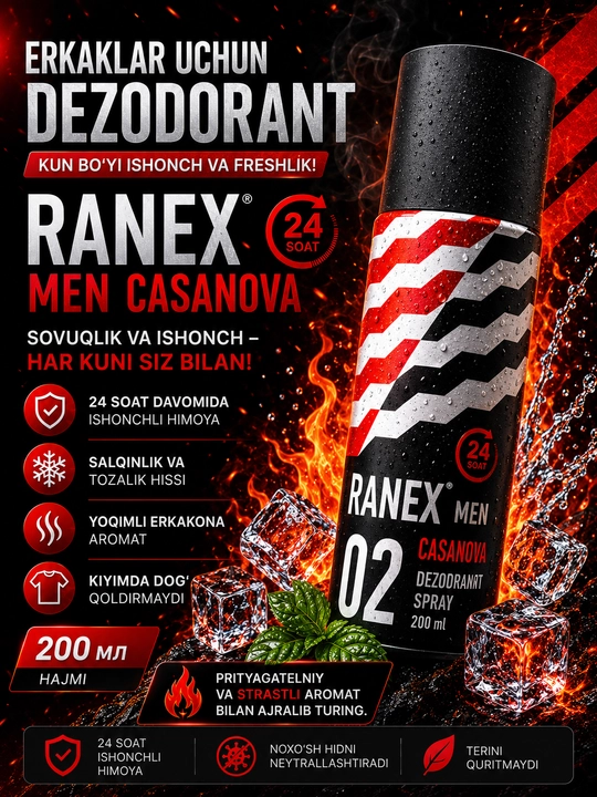RANEX мужской антиперспирант (men) 200 мл