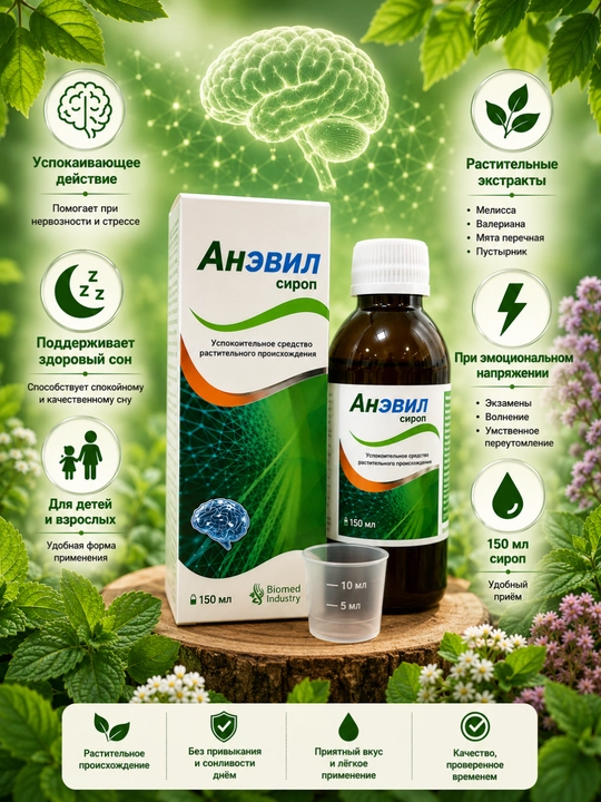 Anevil sirop — o‘simlik tinchlantiruvchi qiyomi, 150 ml
