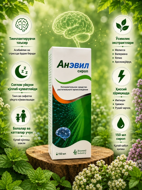Anevil sirop — o‘simlik tinchlantiruvchi qiyomi, 150 ml - 