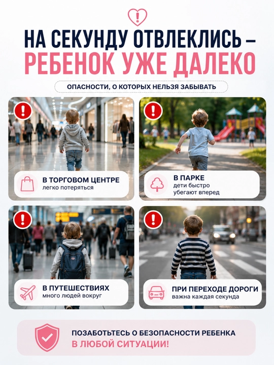 Вожжи для детей с креплением на запястье, браслет-поводок