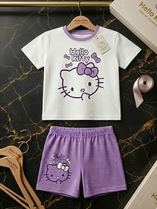 Детский летний костюм Hello Kitty для девочек, футболка и шорты, 2–3 года - 
