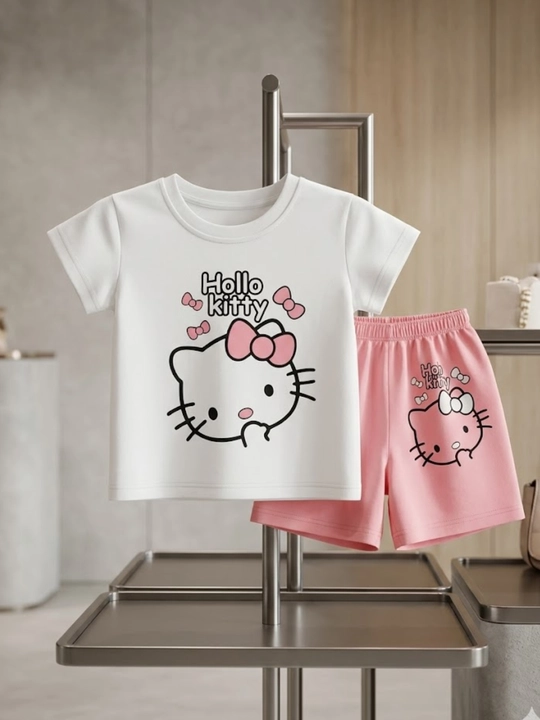 Детский летний костюм Hello Kitty для девочек, футболка и шорты, 2–3 года - 