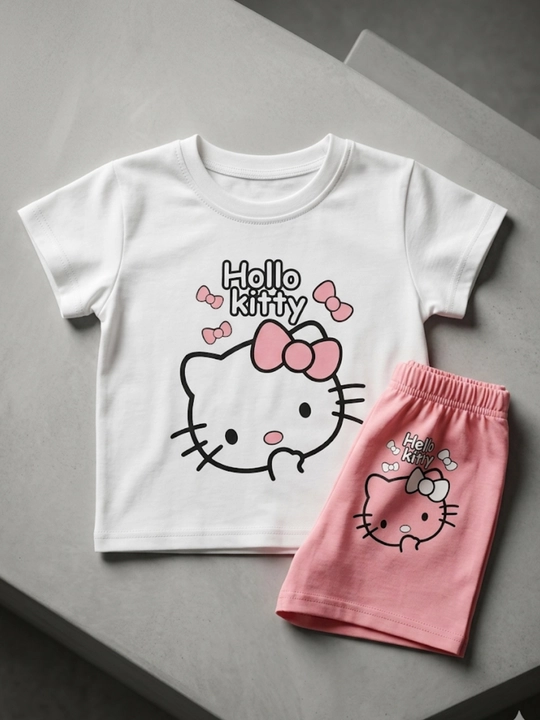 Детский летний костюм Hello Kitty для девочек, футболка и шорты, 2–3 года