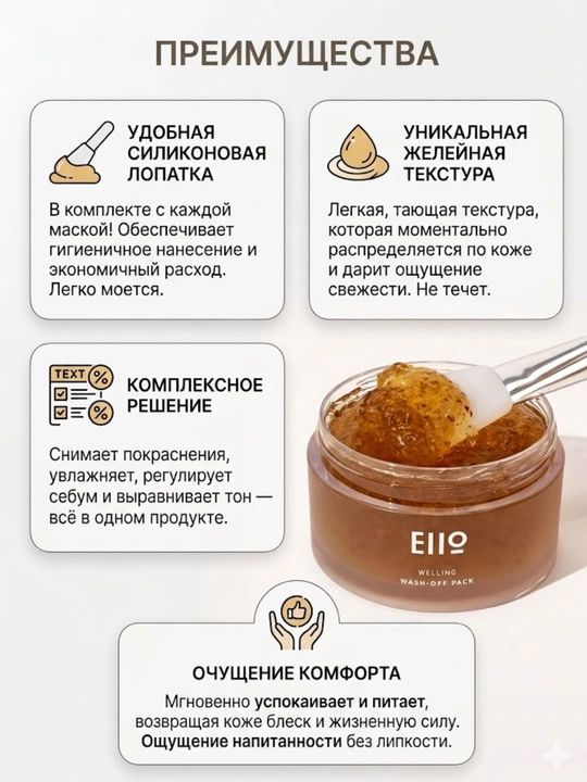 Маска для лица Welling Wash Off Pack для очищения пор, детокс и сияния кожи