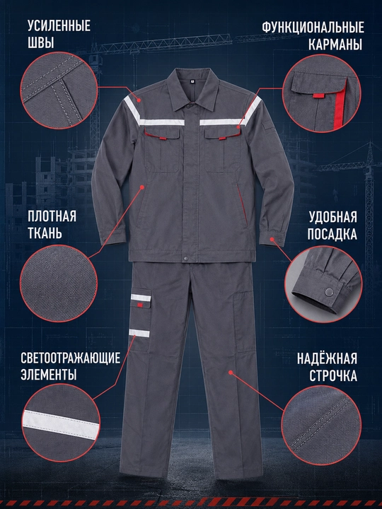 Erkaklar uchun ish kiyimi to‘plami, qurilish va ishlab chiqarish uchun maxsus kiyim, M–4XL