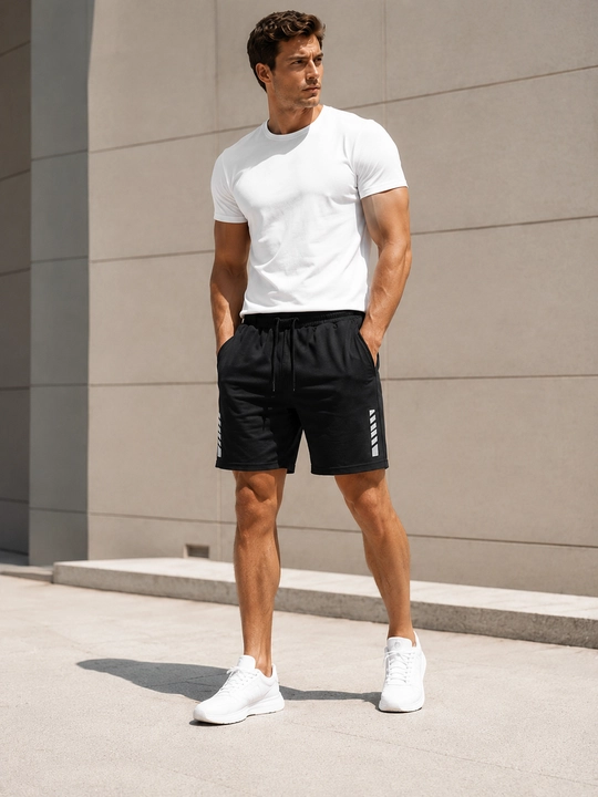 Erkaklar uchun qora sport shortilari - fitnes, yugurish, sport zali va yurish uchun