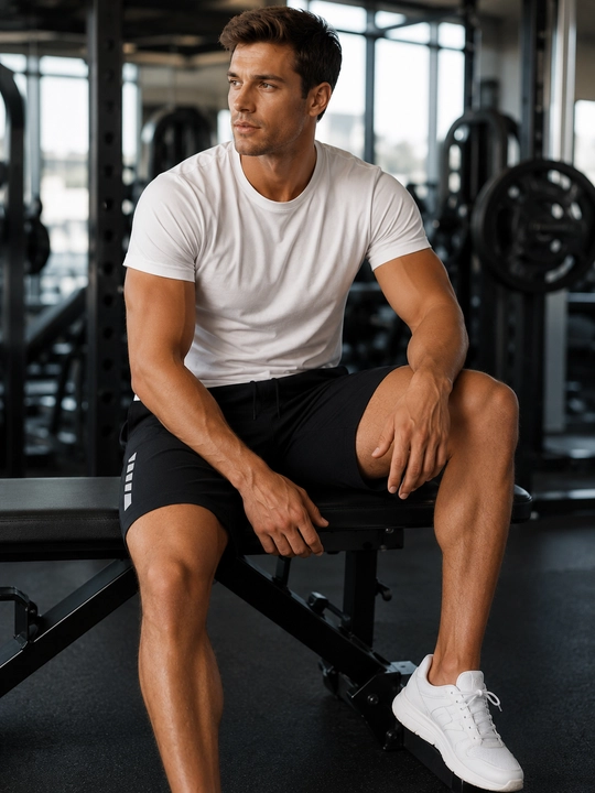Erkaklar uchun qora sport shortilari - fitnes, yugurish, sport zali va yurish uchun