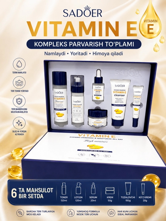 SADOER Vitamin E Teri Parvarishi Kompleksi 6 ta Mahsulotli Set - 