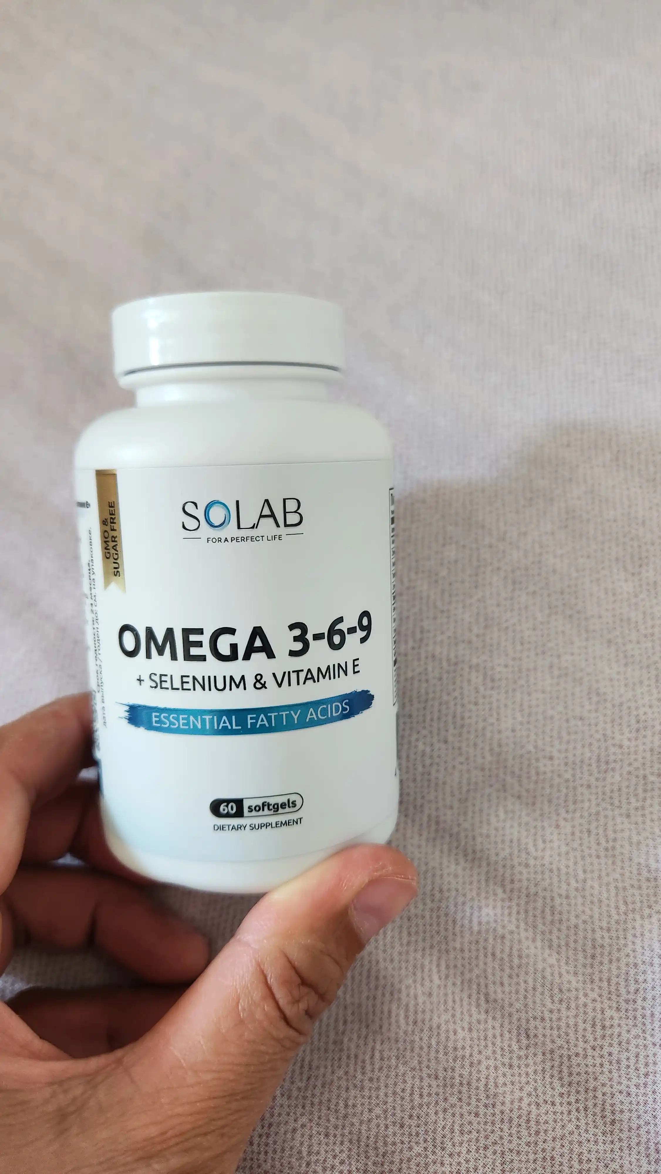 Omega 3-6-9, SOLAB, Selen va E vitamini bilan, 60 kapsula