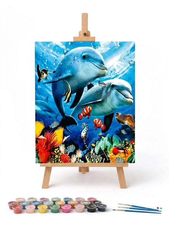 Raqamlar bo'yicha bo'yash to'plami 40x50 sm,konturli rasm chizish, ijodiy rasm to'plamlari - 