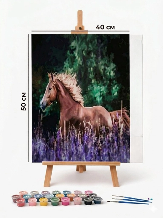 Raqamlar bo'yicha bo'yash to'plami 40x50 sm,konturli rasm chizish, ijodiy rasm to'plamlari - 