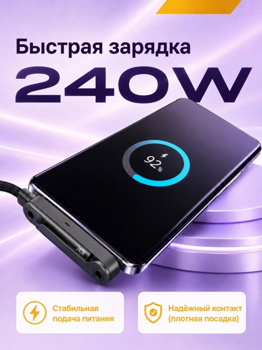 Кабель для быстрой зарядки, USB Type-C to Type-C Cable, 240W, 65W, 1.5 m
