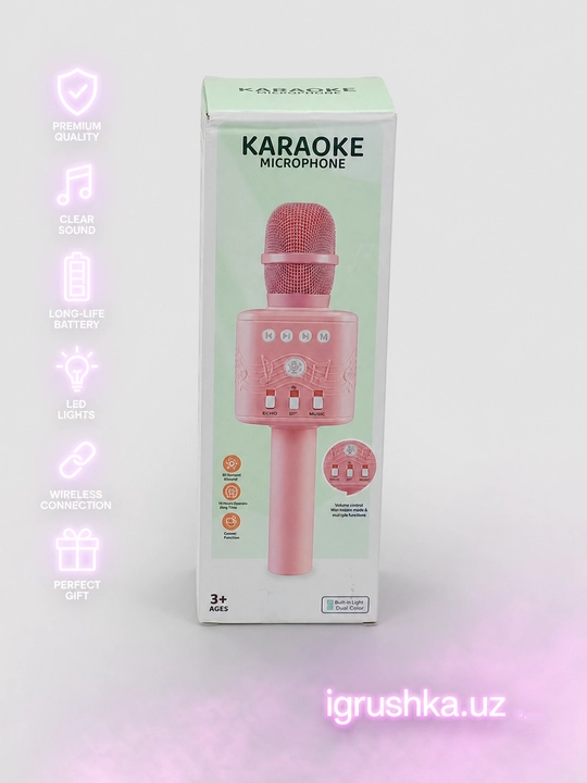 Simsiz Karaoke Mikrofon Bluetooth va LED chiroqlar bilan