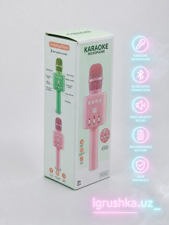 Simsiz Karaoke Mikrofon Bluetooth va LED chiroqlar bilan