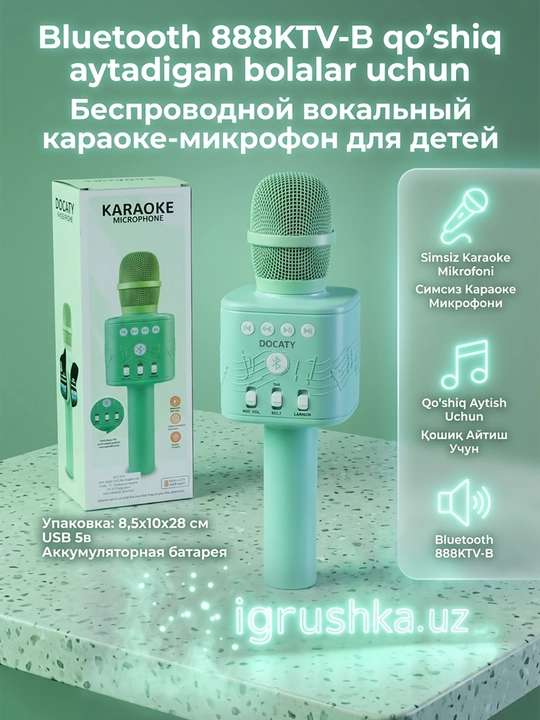 Simsiz Karaoke Mikrofon Bluetooth va LED chiroqlar bilan