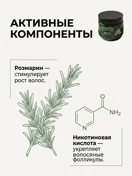 Маска и сыворотка Compliment, против выпадения, с розмарином и никотиновой кислотой