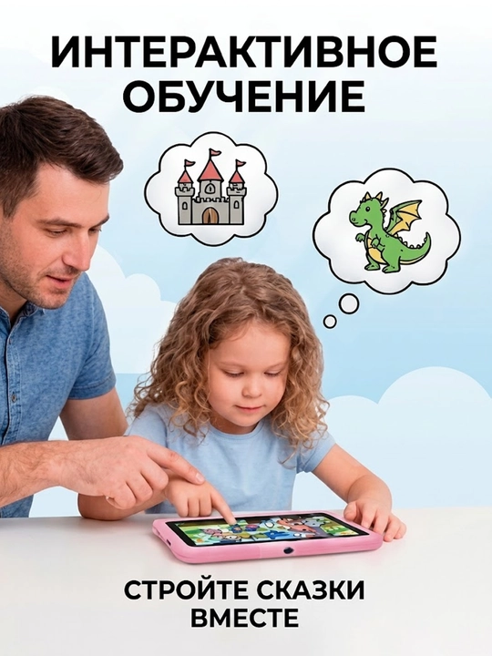 Детский планшет 10 дюймов 128 ГБ Android 13 — обучение, игры и родительский контроль