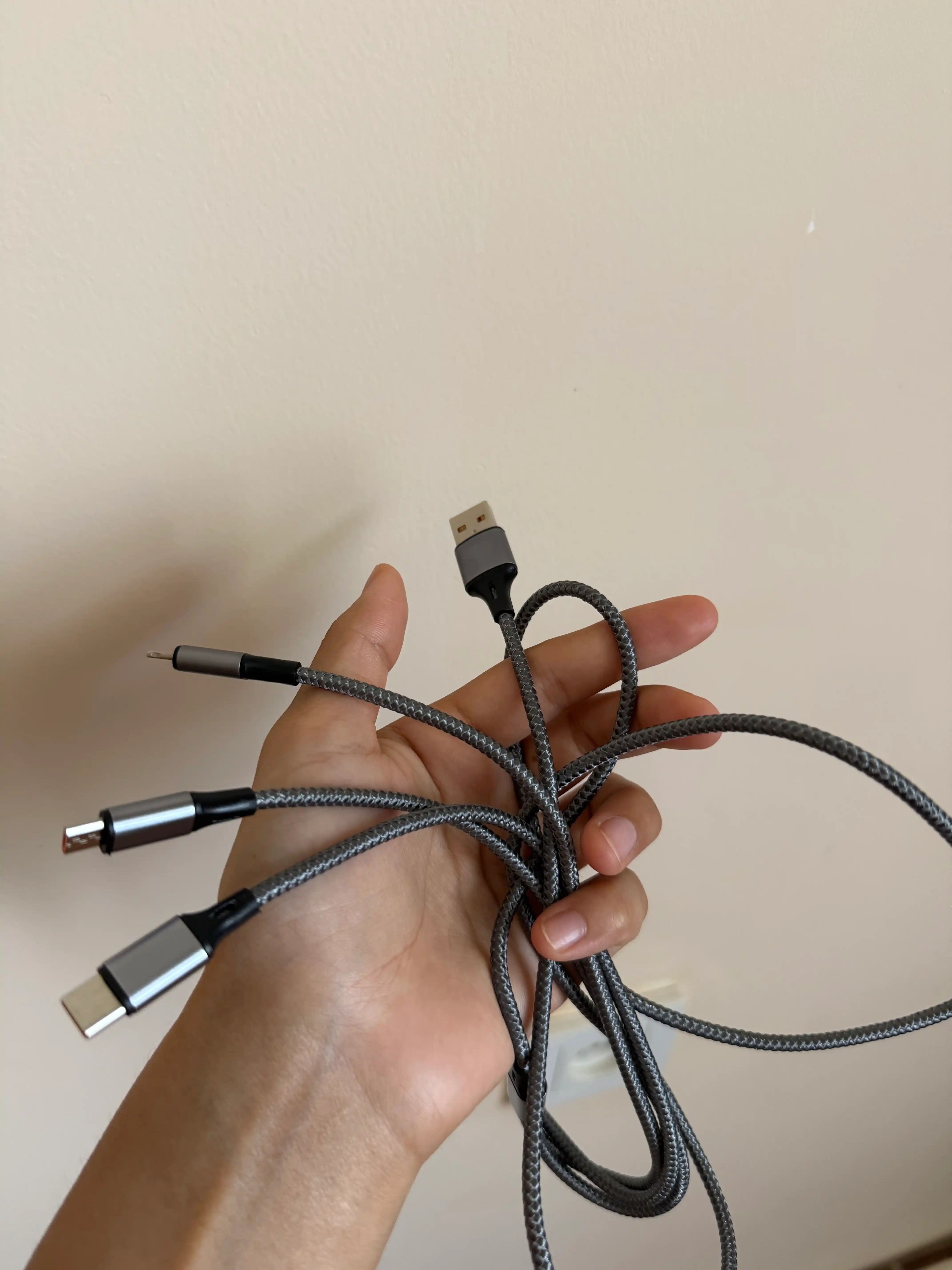 Кабель для зарядки 3 в 1, Type-C + Lightning + Micro USB 1.3 м