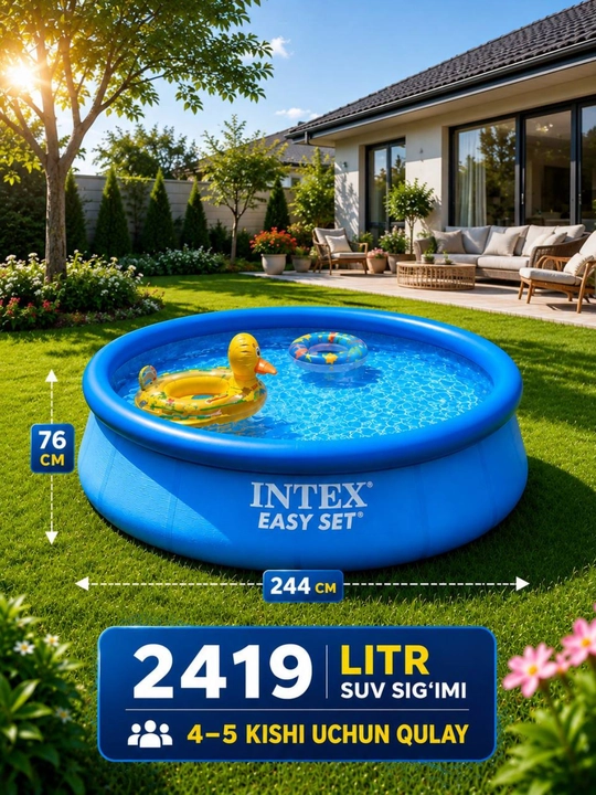 Intex puflanadigan oilaviy basseyn, hovli va yozgi dam olish uchun - 