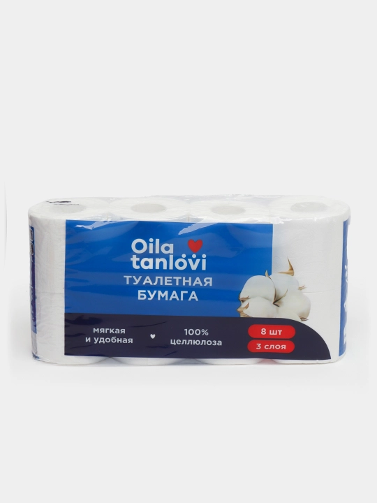 Бумага туалетная Oila tanlovi, 3 слоя, 8 шт