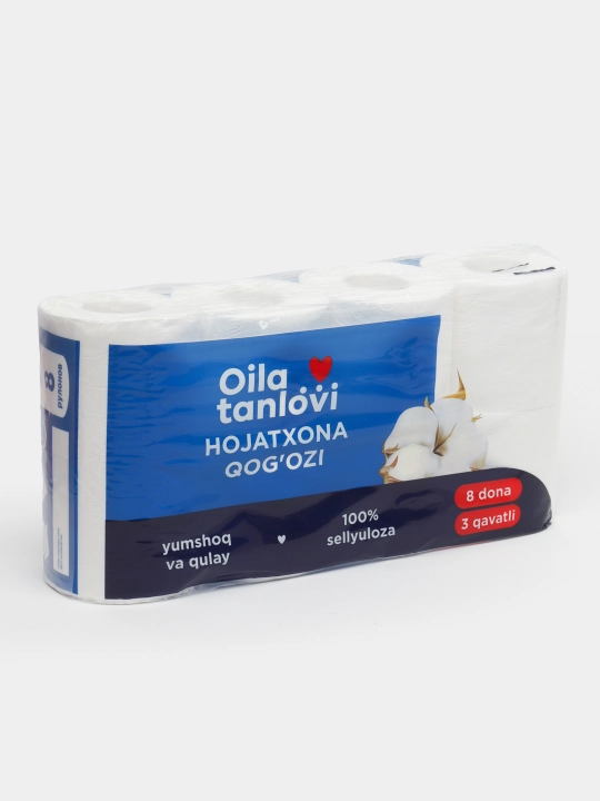 Бумага туалетная Oila tanlovi, 3 слоя, 8 шт