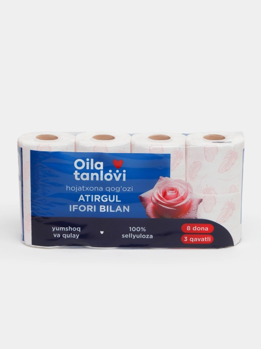 Бумага туалетная Oila tanlovi, 3 слоя, 8 шт