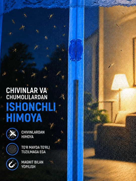 Magnitli eshik uchun chivin to'ri, hasharotlardan himoya qiluvchi moskit to'ri
