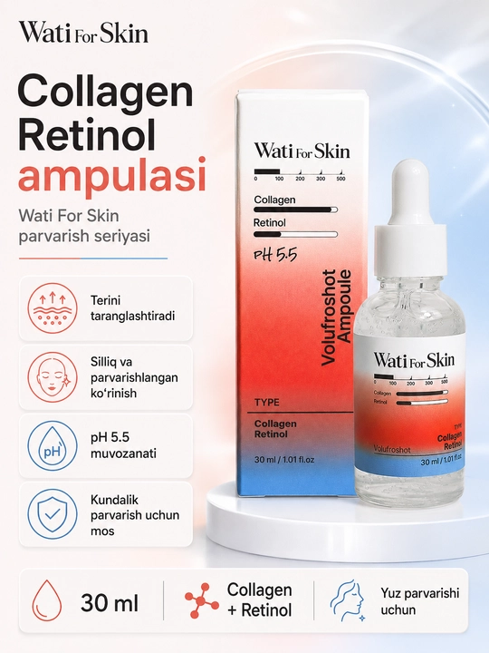 Ампула Wati for Skin Collagen Retinol Volufroshot с коллагеном и ретинолом для лица, 30 мл - 