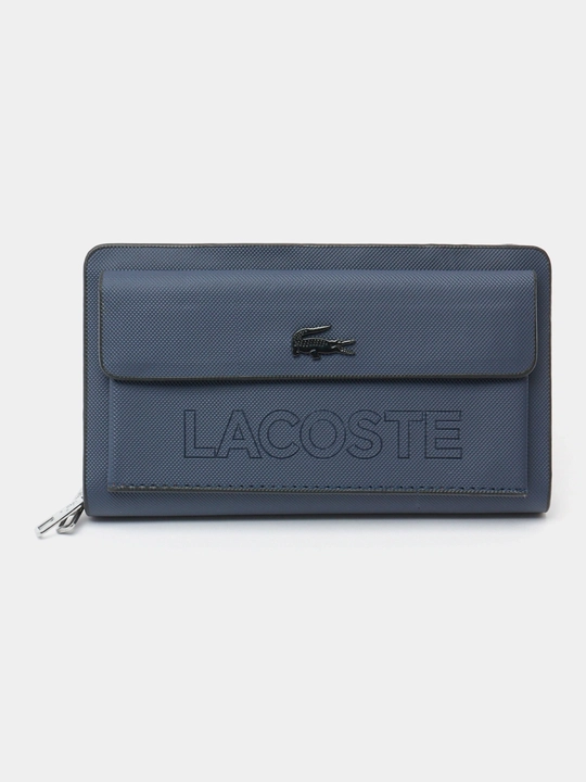 Lacoste uslubidagi erkaklar hamyoni, portmone, fermuarli va kartalar uchun bo‘limli