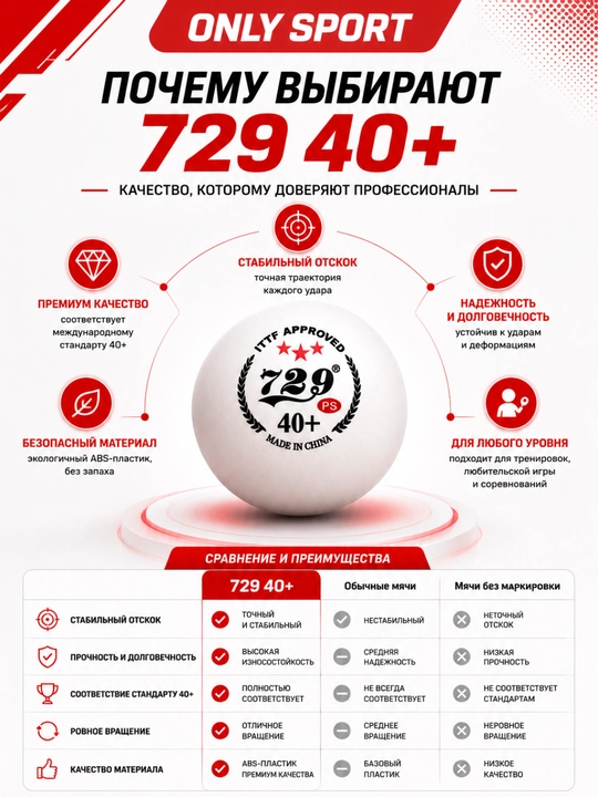 Мячи для настольного тенниса, мячики для пинг понга, 729 40+, Very 729, мячи ABS