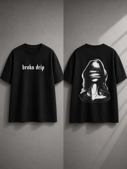 Женская оверсайз футболка с принтом Brokn Drip, белый/черный цвет, L-XL - 
