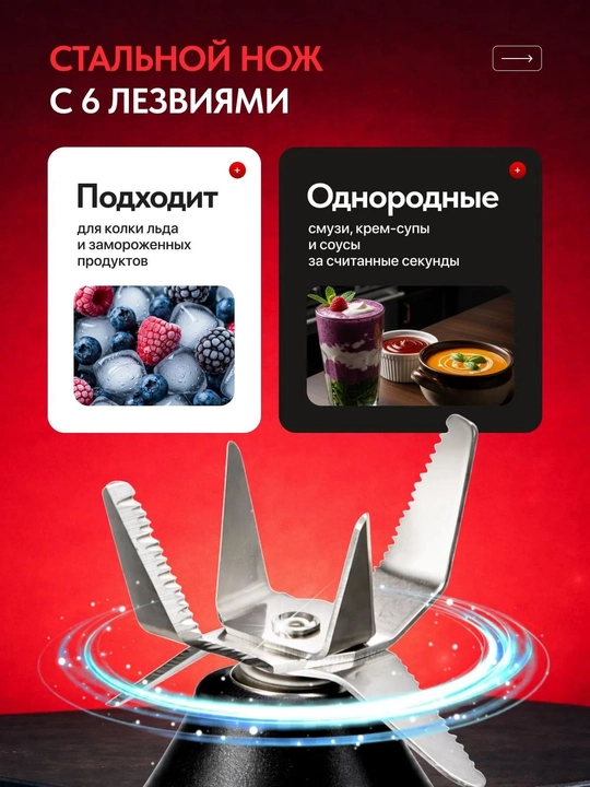 Blender statsionar kuchli, smuzi va kokteyl uchun, maydalagichli, ko‘p funksiyali blender