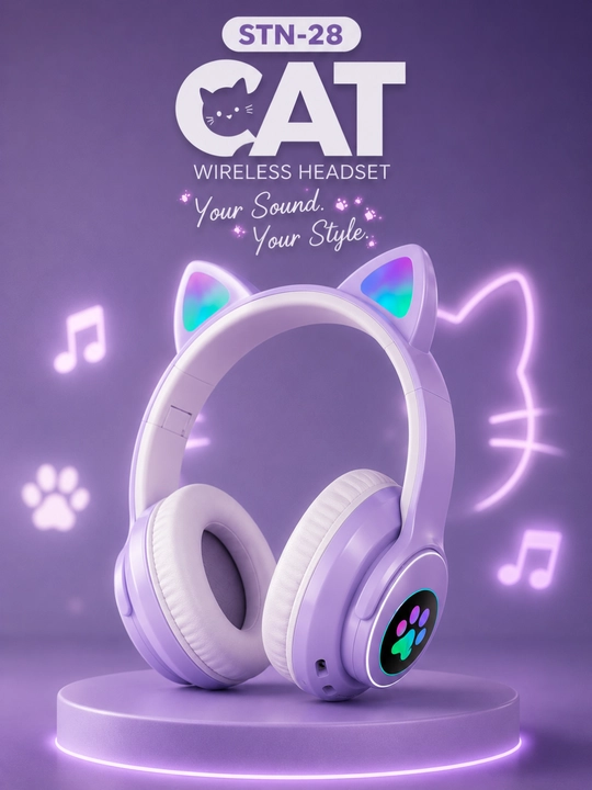 CAT STN-28 RGB Mushuk Quloqli Simsiz Quloqchin, Bluetooth va Mikrofonli