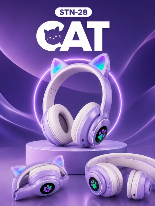 CAT STN-28 RGB Mushuk Quloqli Simsiz Quloqchin, Bluetooth va Mikrofonli
