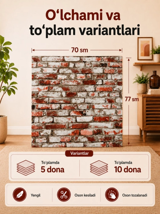 Oʻzi yopishadigan aboy, oshxona uchun aboy va 3D pvx panel - 